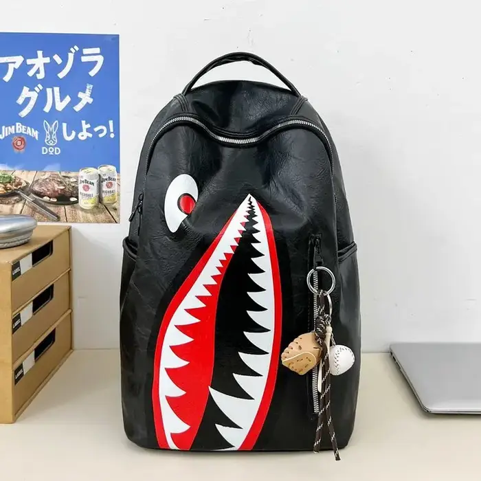 Sac à dos Cool Shark Mouth unisexe, imperméable, résistant à l'usure, sac à bandoulière, version hom
