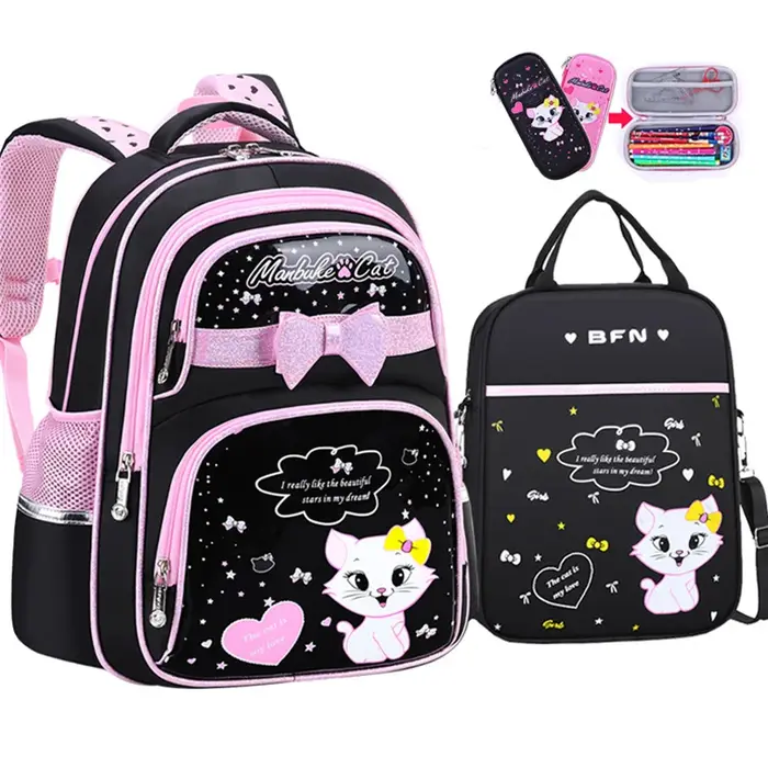 Nouveau sac d'école primaire coréen en cuir PU 2020 mode filles mignonnes avec chat mignon sac à dos orthopédique étanche