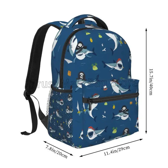 Sacs à dos à motif de requins de dessin animé pour adultes et adolescents