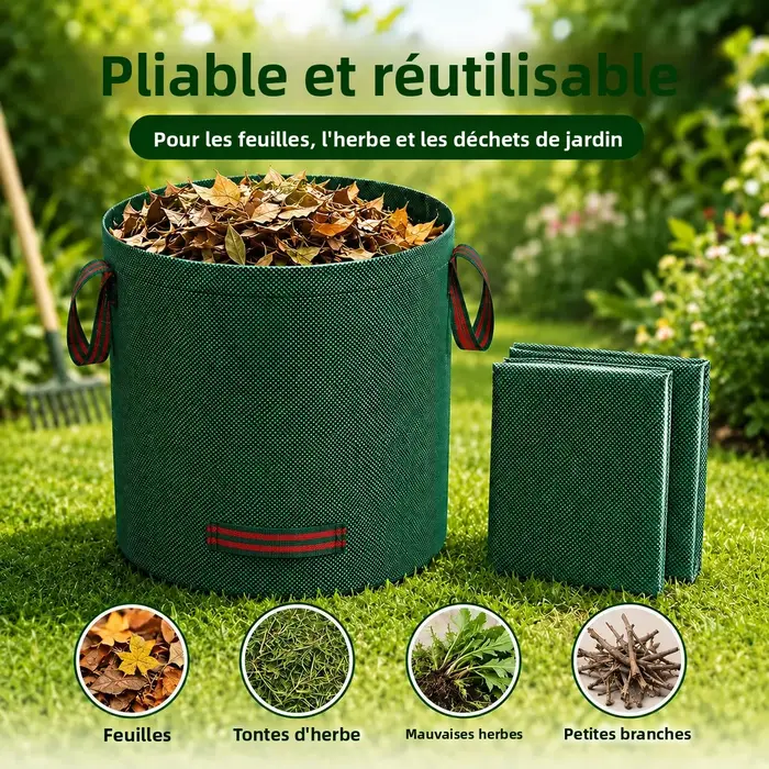 Sac à feuilles de jardin grande capacité réutilisable en PP tissé