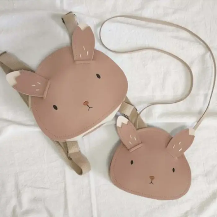 Sac à Dos en Cuir PU avec Lapin de Dessin Animé pour Enfant