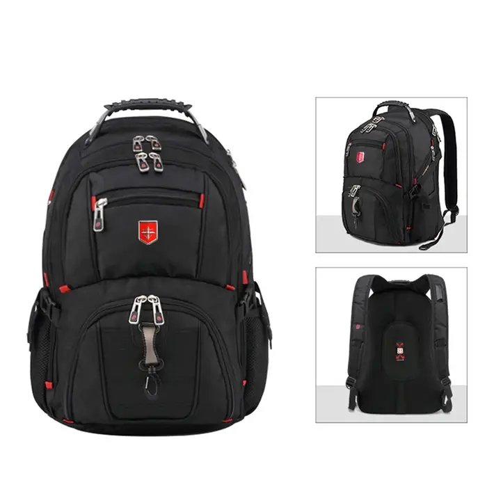 Sac à dos suisse étanche pour hommes, sacs à dos pour ordinateur portable 15.6/17 pouces, sacs de vo