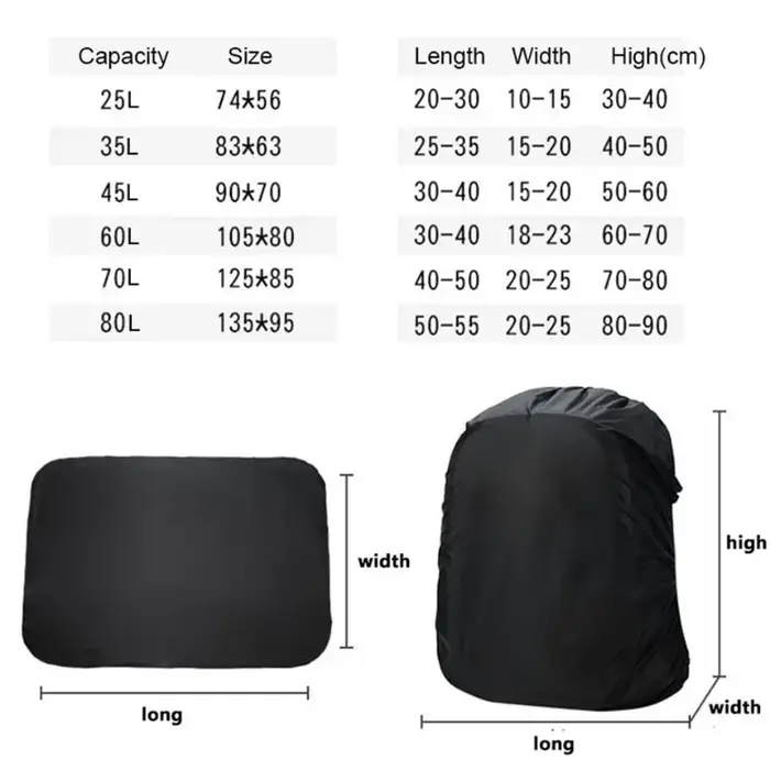 Housse de pluie sac à dos 20L 35L 40L 50L 60L sac étanche camouflage tactique Camping en plein air randonnée escalade