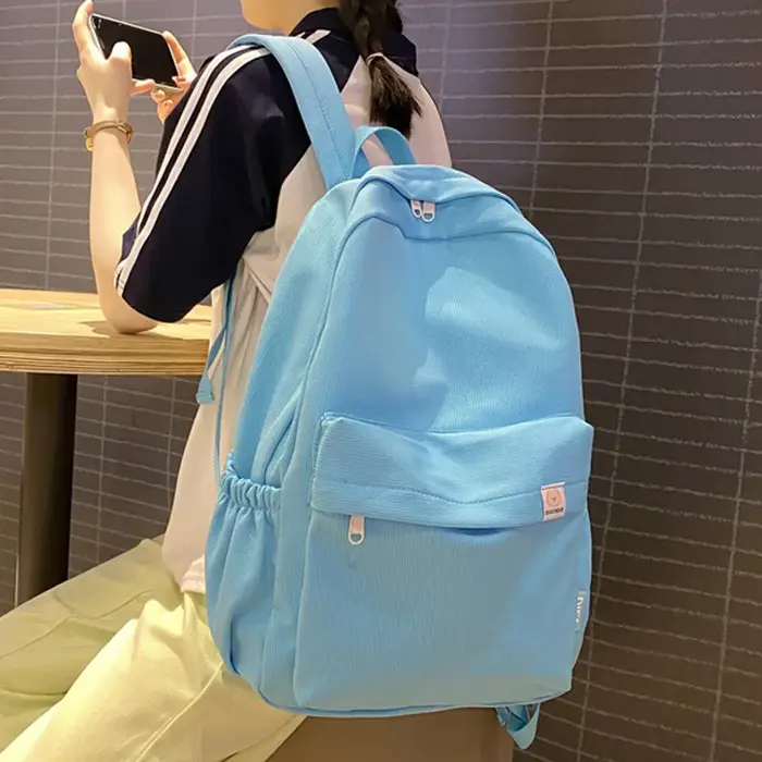 Doux doux fille couleur unie grande capacité étudiant sac à dos nouveau style pour hommes et femmes étudiants simple à la mode