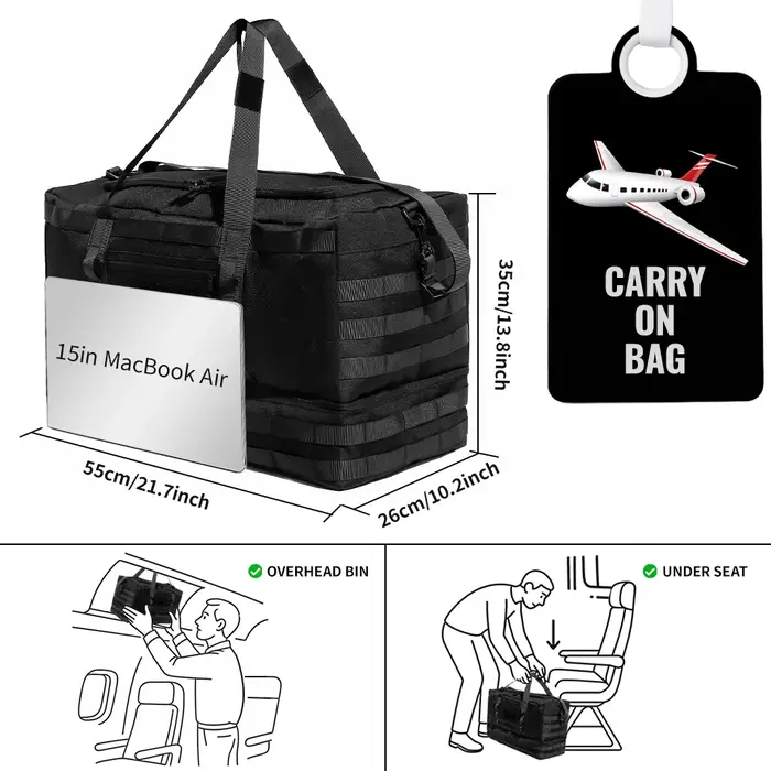 Sac de voyage 50L, sacs de week-end avec compartiment à chaussures