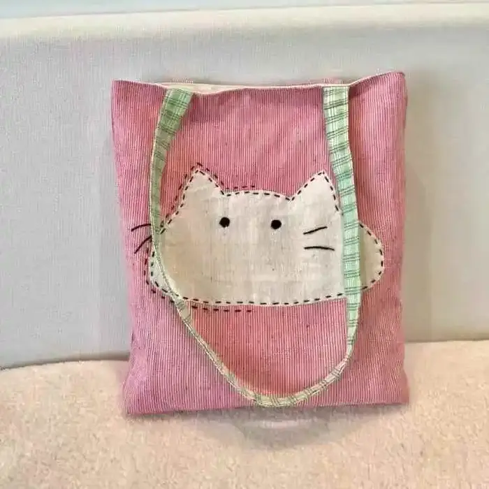 2025 nouveau sac en tissu à bandoulière unique japonais polyvalent et simple sac en toile pour femmes sac de transport artistique chat de dessin animé mignon