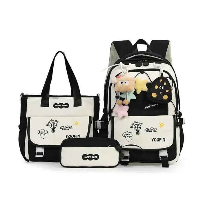 3 pièces/ensembles sacs d'école en Nylon pour adolescentes Kawaii femmes sacs à dos collège étudiant