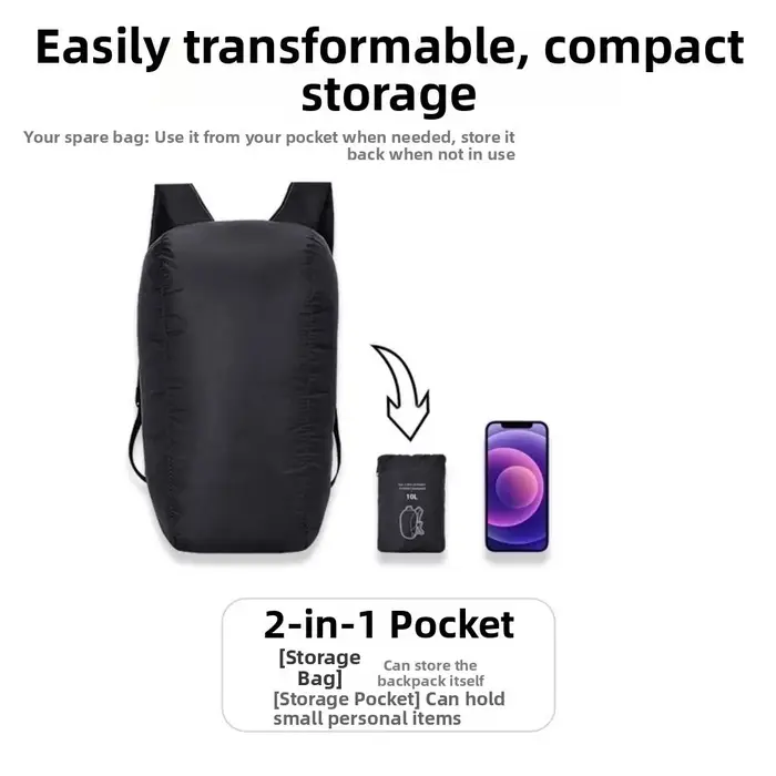 Nouveau sac à dos pliable de 10l