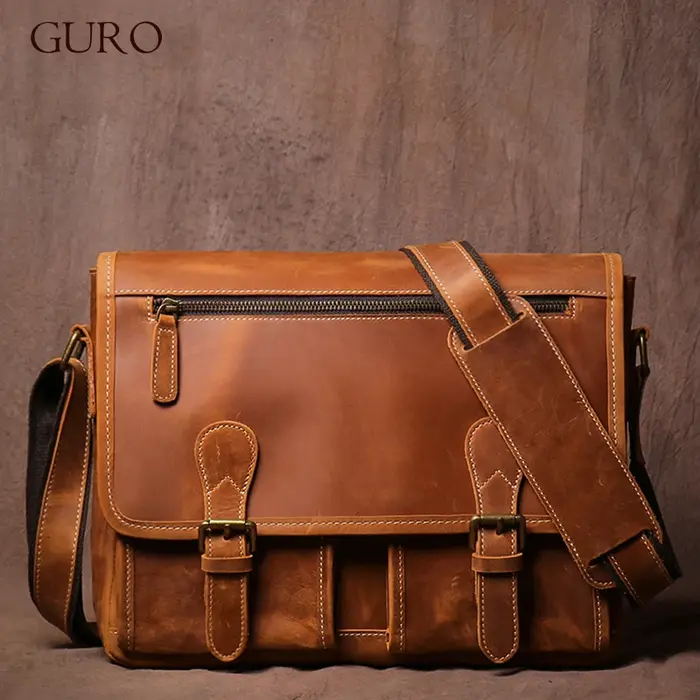 Sac messager en cuir de cheval pour homme