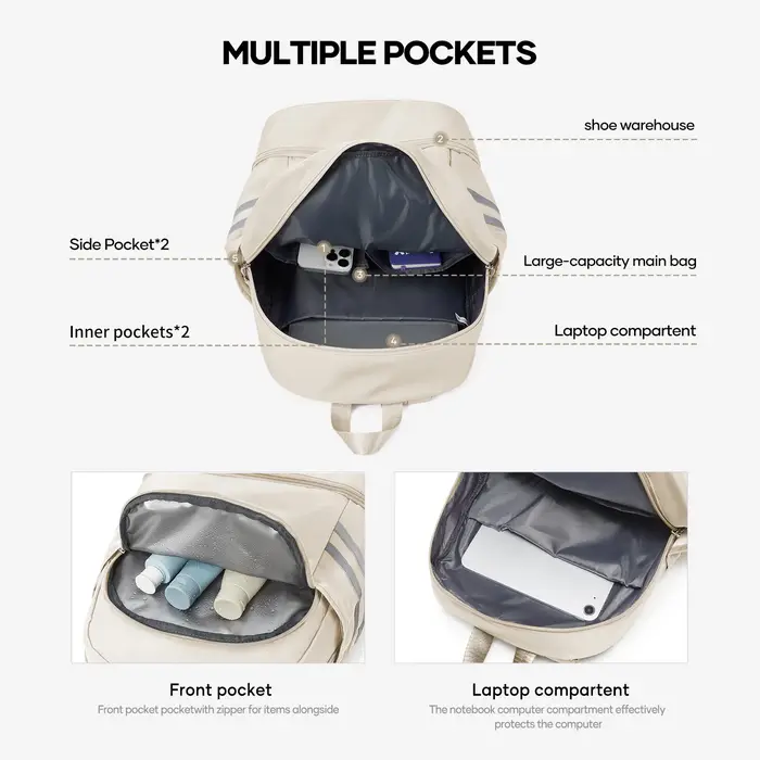 Sac à dos de gymnastique pour femmes avec compartiment à chaussures