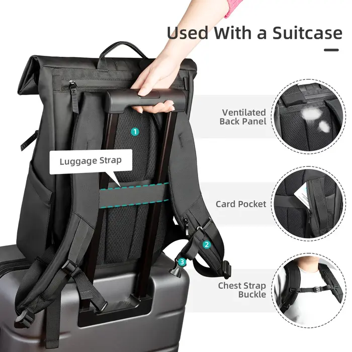 Heroic Knight Sac à dos pour ordinateur portable à roulettes avec compartiment extensible et résista