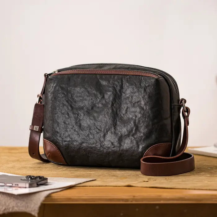 Sac à bandoulière en cuir véritable pour hommes