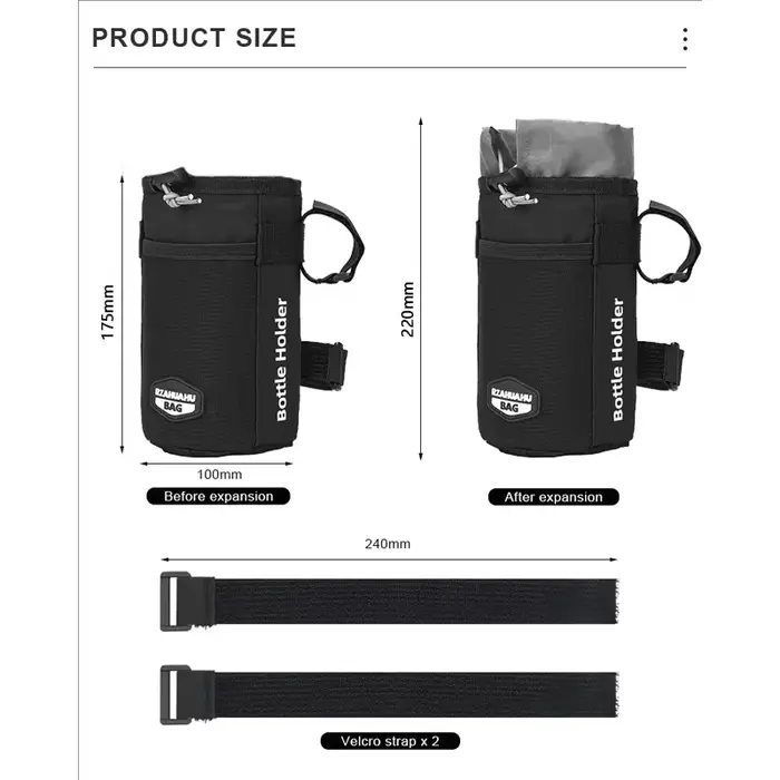 Sac de guidon de vélo, pochette porte-bouteille d'eau