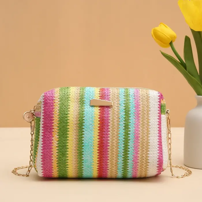 Sac arc-en-ciel tissé coloré pour fille
