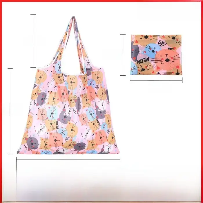 Grand sac de courses pliable en polyester à motif floral