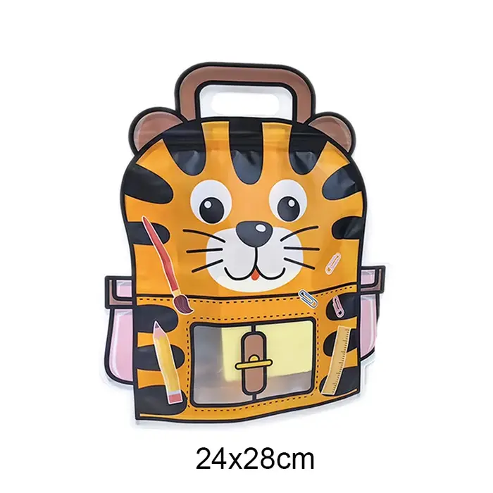 Sac à dos en forme de tigre avec animaux de dessin animé, sac à cadeaux avec poignée, sac cadeau, sa