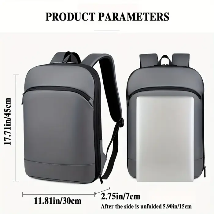 Un sac à dos d'affaires uni pour hommes avec une sangle de bagage pour les déplacements domicile-travail.