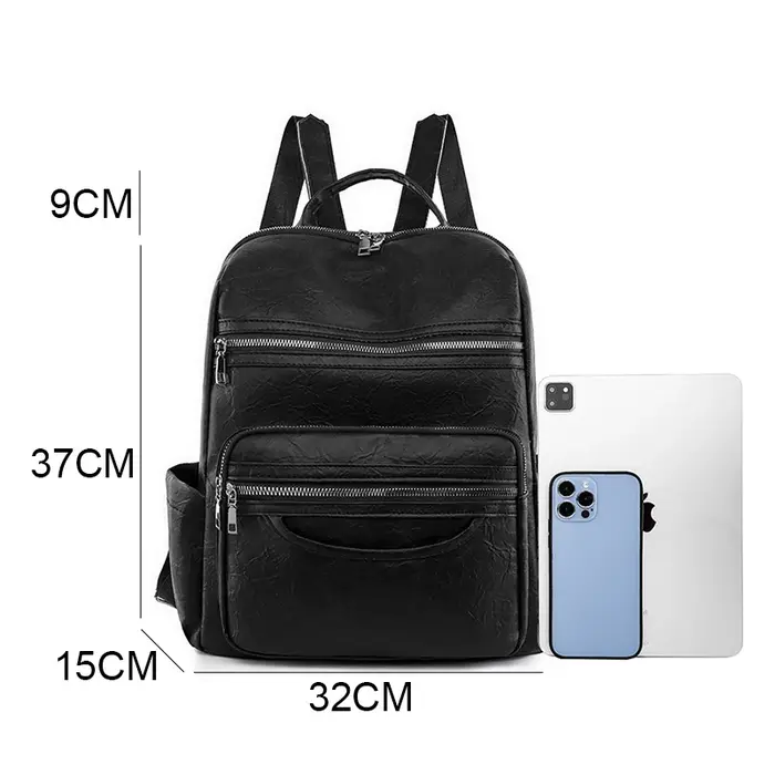 Sac à dos classique en cuir véritable pour femmes