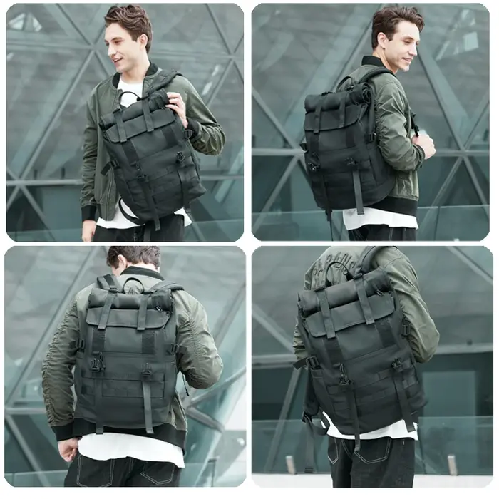 MOYYI 3 en 1 sac à dos pour ordinateur portable extensible hommes femmes grand rouleau haut voyage s