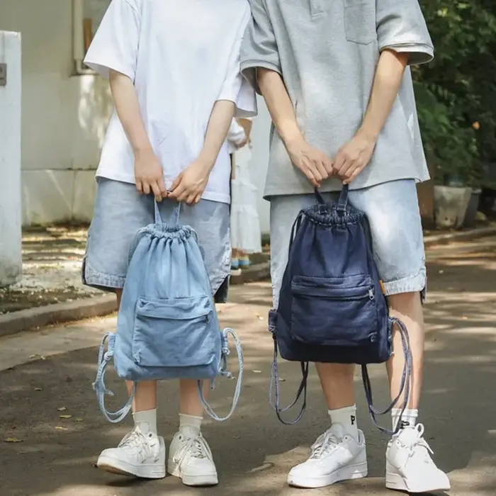 Mochila-Sac à Dos en Toile Délavé de Proximité pour Femme
