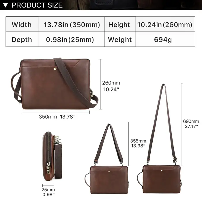 Sac pour ordinateur portable en cuir véritable pour hommes