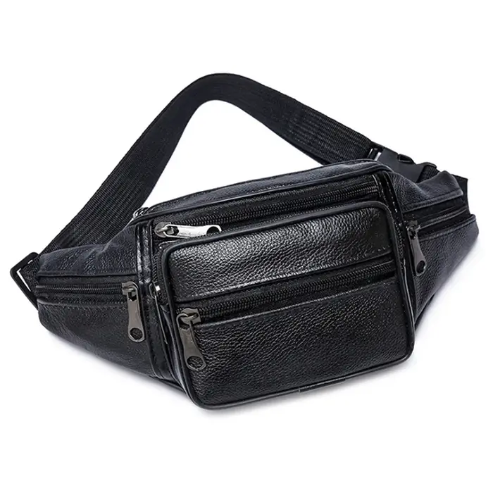 Sac de taille en cuir PU pour hommes, sac de ceinture, sac banane en cuir artificiel, petits sacs à 