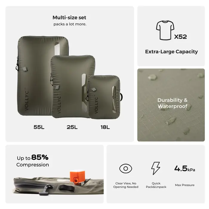 FLEXTAIL X VOLLYC EZYPACK - Sac de rangement sous vide 18-55L