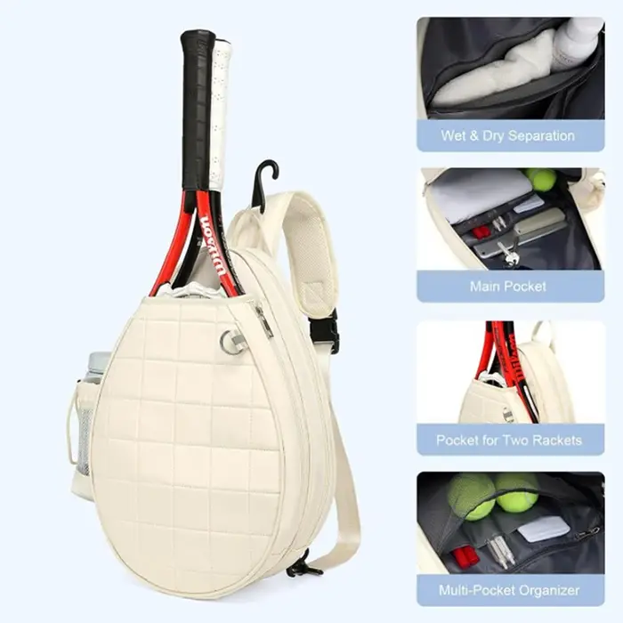 Sac de Tennis, sac à dos de Tennis matelassé pouvant contenir 2 raquettes