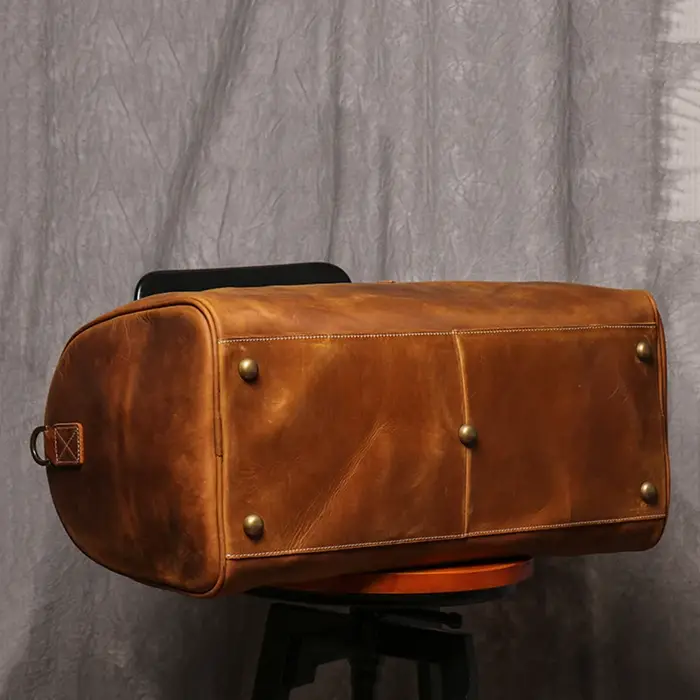 Leathfocus Sac de voyage en cuir de vachette pour homme Sac à main de week-end pour femme Sac de spo