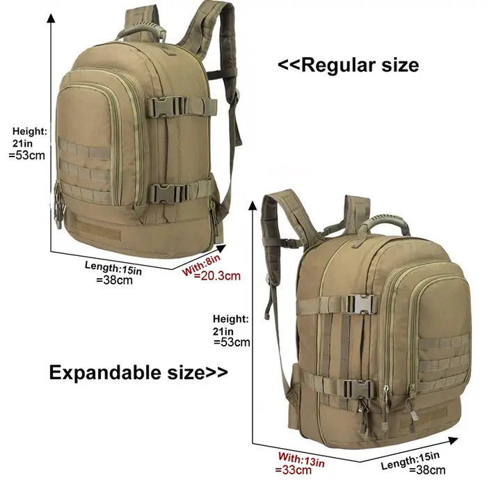 60L sac à dos tactique militaire pour hommes armée extensible 3 jours sac d'assaut Molle Bug Out sac pour Camping randonnée sac à dos pêche
