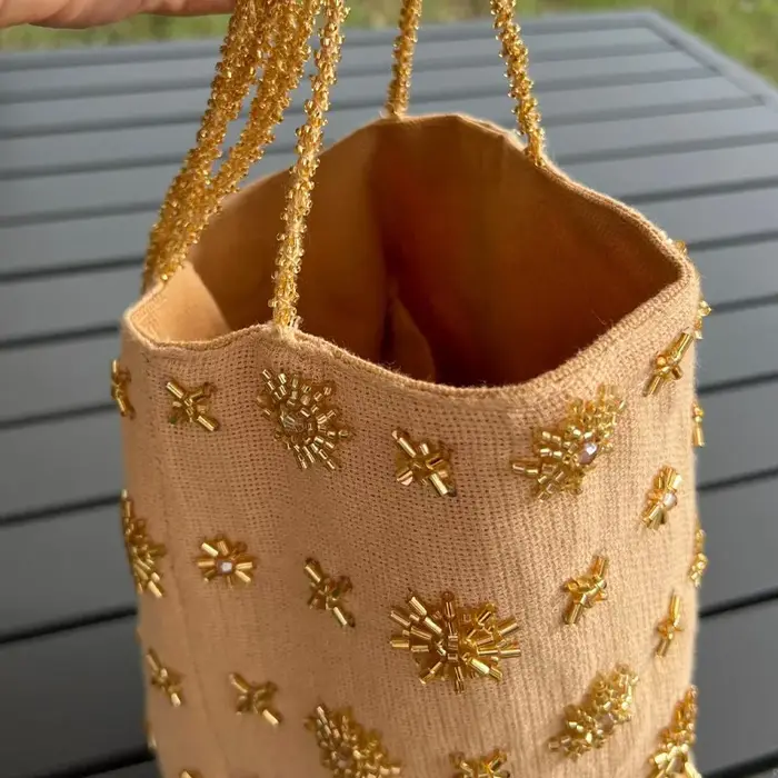 JIAERDI rétro perle broderie seau sac femmes grande capacité sac à bandoulière dames élégant exquis polyvalent sac