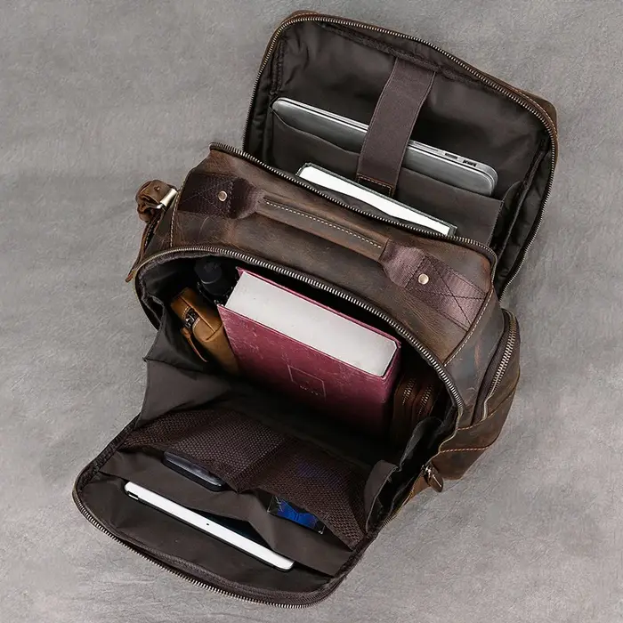 Luufan Vintage en cuir véritable homme voyage sac à dos Fit 15 "ordinateur portable sac à dos en cui