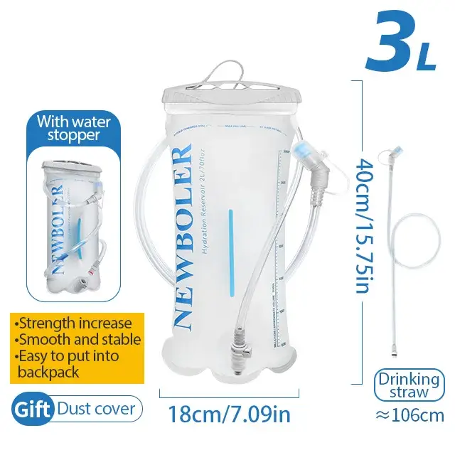 NEWBOLER Sac d'hydratation sportif 3L, poche à eau portable sans BPA de qualité alimentaire pour le 