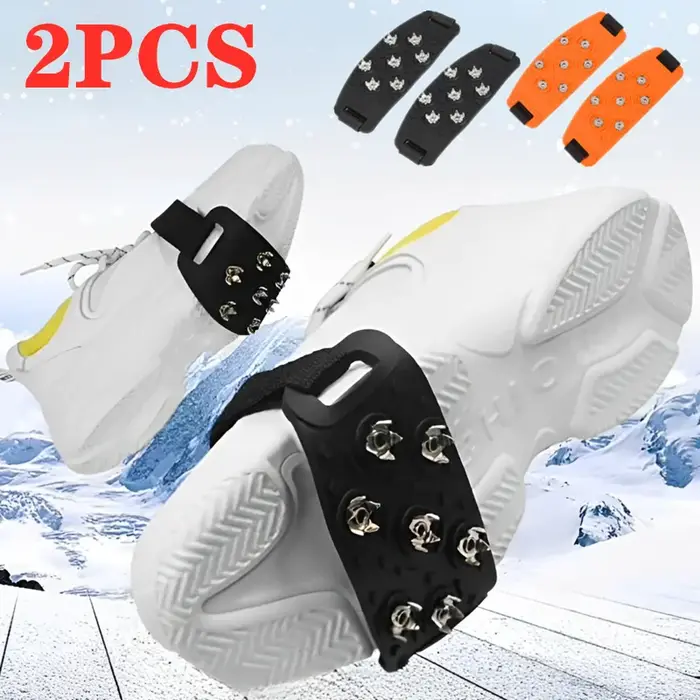 Crampons à glace Crampons de Traction couvre-chaussure glace neige anti-dérapant pointes poignées pi