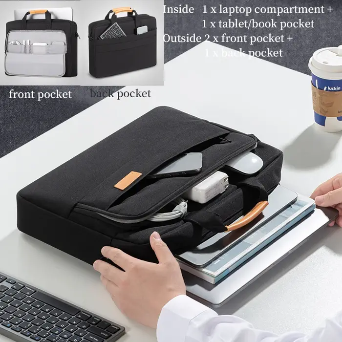 Sacoche pour ordinateur portable 15.6 pouces hommes bureau d'affaires mallette de travail pour MacBook Pro 16 M4