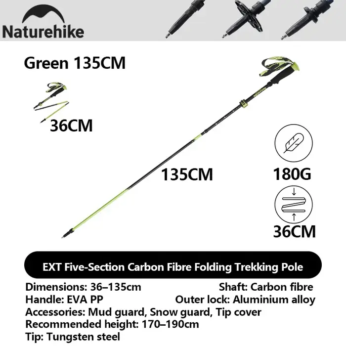 Naturehike – canne de Trekking pliante en Fiber de carbone