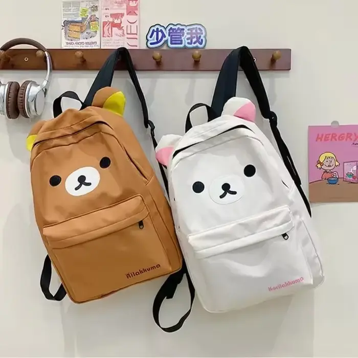 Sac à dos Kawaii Rilakkuma Ours Mignon Grande Capacité Anime Dessin Animé Sac à Dos Élégant pour Étudiant Sac d'école Sacs à Bandoulière Cartable