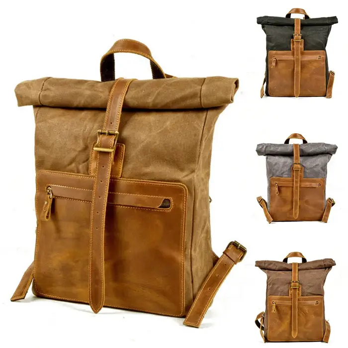 Sacs à dos en cuir de toile d'extérieur Vintage voyage loisirs sac à dos pour ordinateur portable d'affaires pour