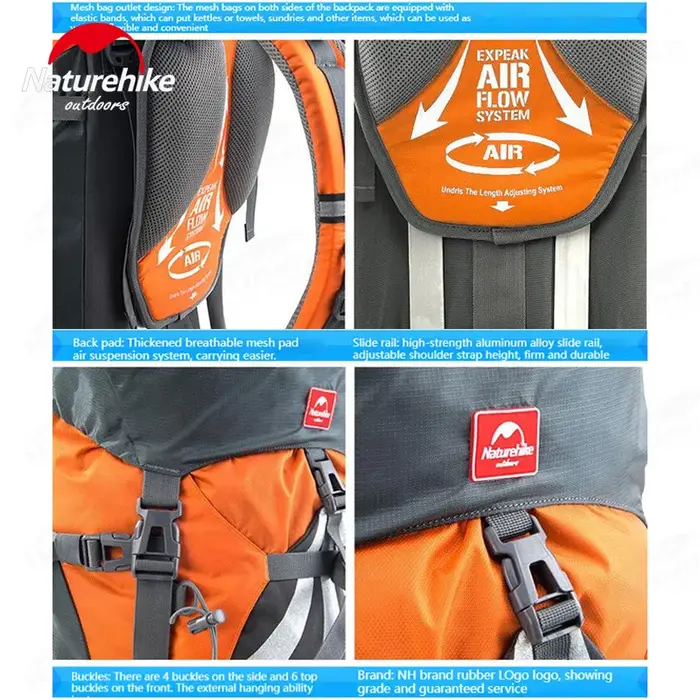 Naturehike 70L + 5L sac à dos de randonnée étanche sac d'alpinisme en plein air sac à dos souple sac à dos de grande capacité avec housse de pluie
