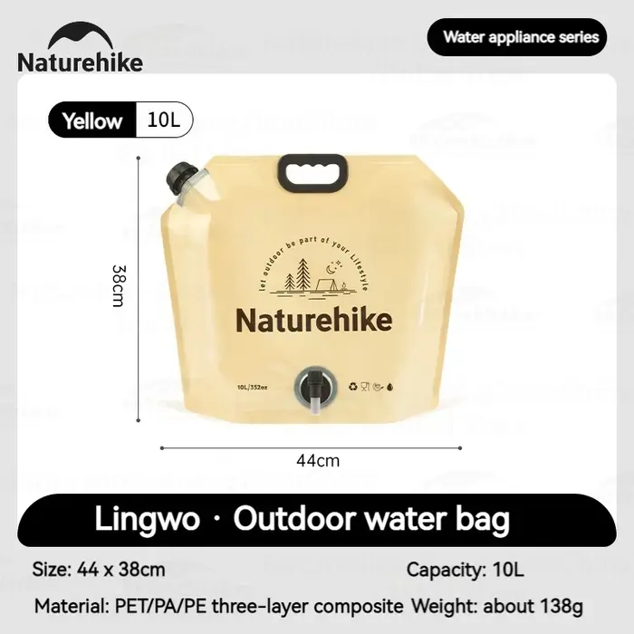 Naturehike – sac d'eau d'extérieur 10l, Portable, grande capacité, avec poignée de robinet, récipien