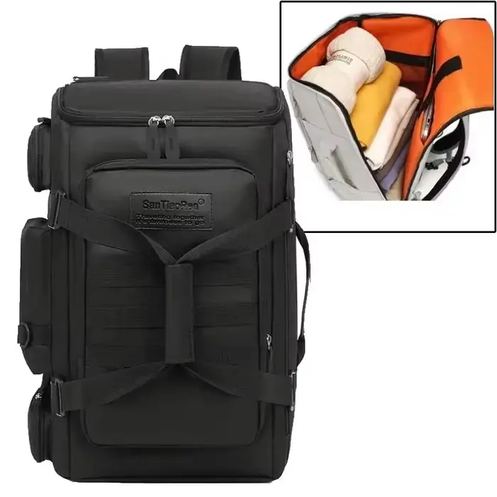 Sac à dos de voyage avec séparation sec/humide, idéal pour l'escalade, le camping, le ski, le sport,