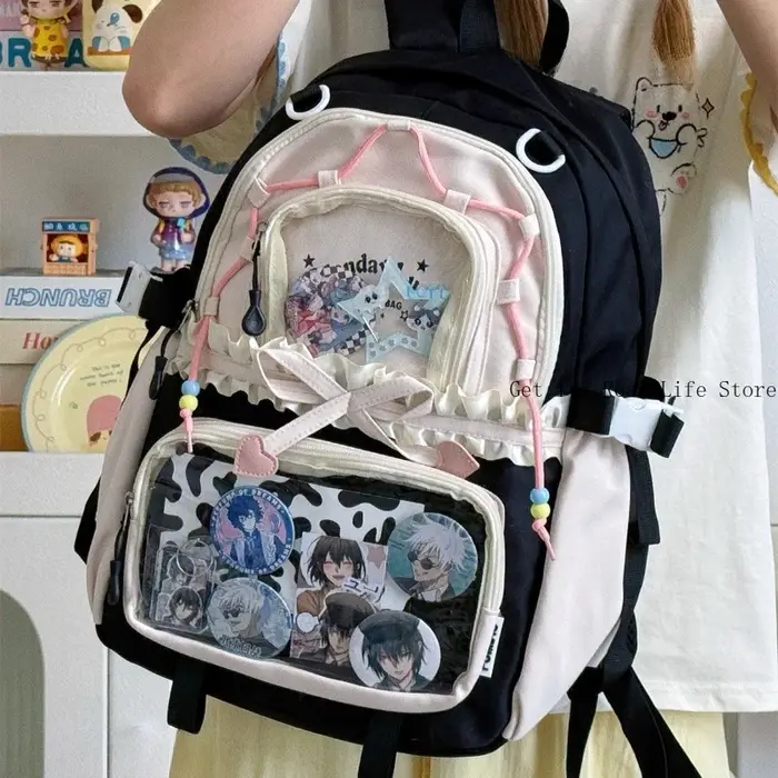 Italife Dopamine Anmie clair Ita sac à dos pour femmes retour à l'école japon fille gros volants Itabag pour épingles affichage avec arcs H259