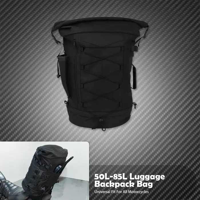 Sac à dos de bagage pour moto 50L-85L, sac de dossier avec sangles, sac de support arrière extensibl