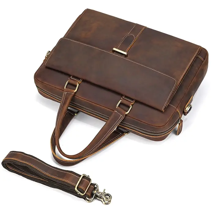 Porte-documents en cuir véritable pour hommes