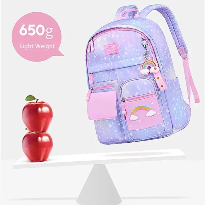 Kawaii rose violet école primaire sac à dos pour filles mignon arc-en-ciel étudiant Bookbag