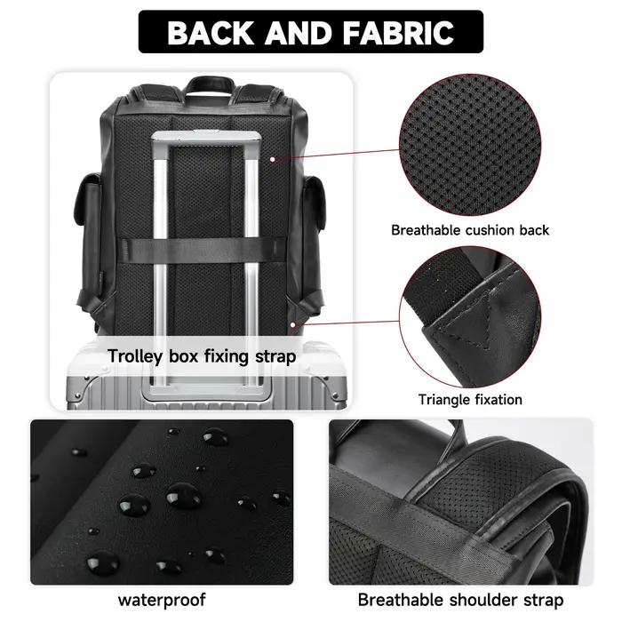 MOYYI – sac à dos en cuir PVC pour hommes, grande capacité, étanche, Durable, pour ordinateur portab