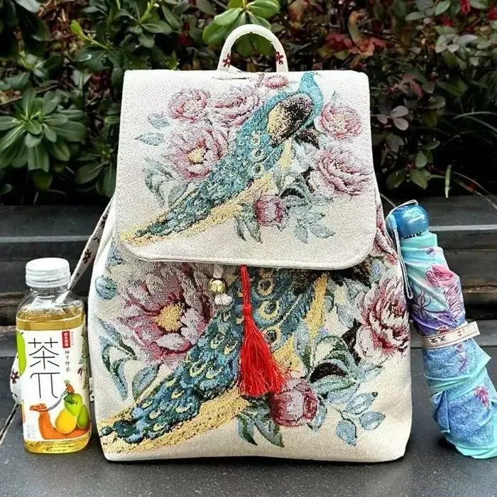 Sacs à dos brodés de style ethnique pour femmes