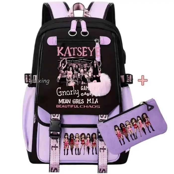 Sac à dos Katseye avec imprimé amusant pour filles