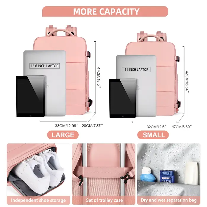 Sac à dos de voyage pour femmes, sac à dos de cabine Wizzair 40x30x20 avion, sac décontracté étanche