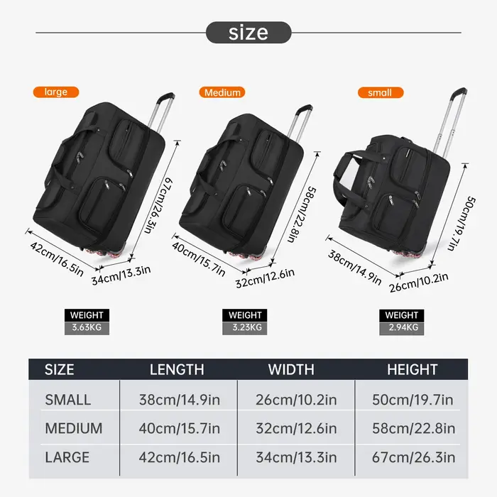 Sac vérifié de la compagnie aérienne Sac de bagage mobile pliable à l'étranger avec chariot Bagage d